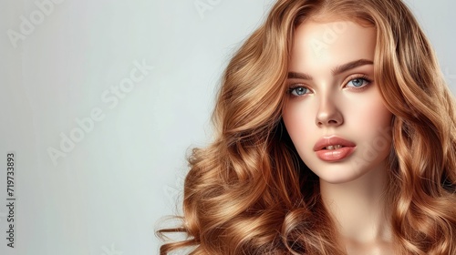 Beauty girl with long and shiny wavy Hair ,coloring and toning