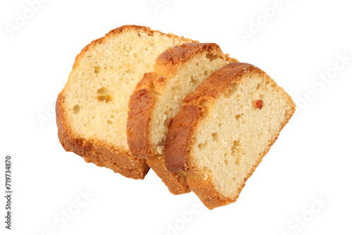 Sliced pound cake isolated on transparent background 