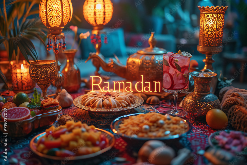 Ramadan Kareem background. Muslim feast of the holy month of Ramadan Kareem, Generative Ai