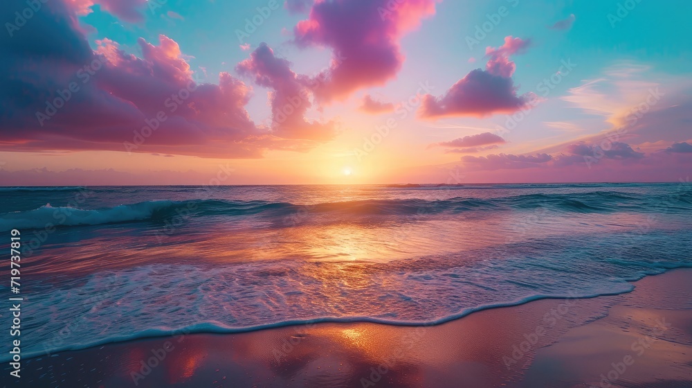 Colorful sunset over ocean