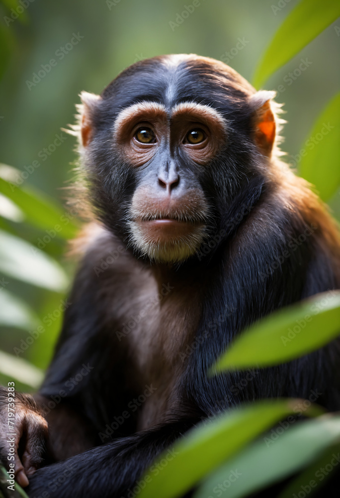 Obraz premium Cute Monkey Portrait in Jungle