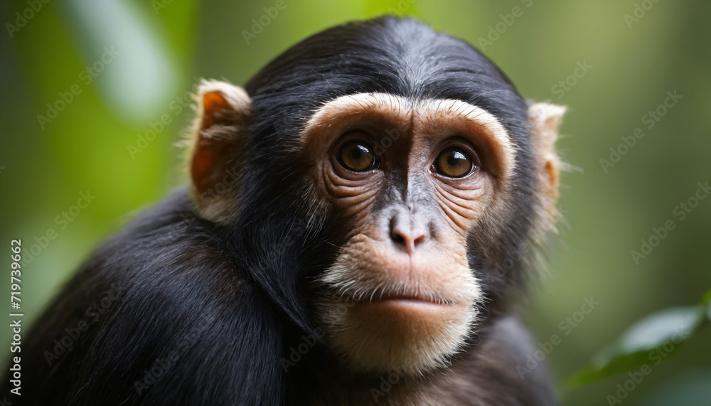 Cute Monkey Portrait in Jungle Cute Monkey Portrait in Jungle