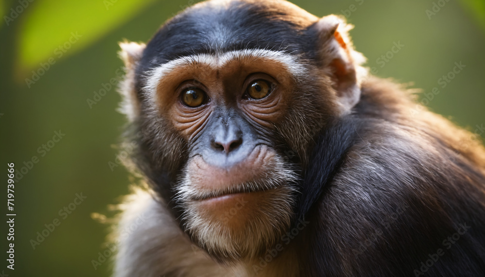 Cute Monkey Portrait in Jungle Cute Monkey Portrait in Jungle
