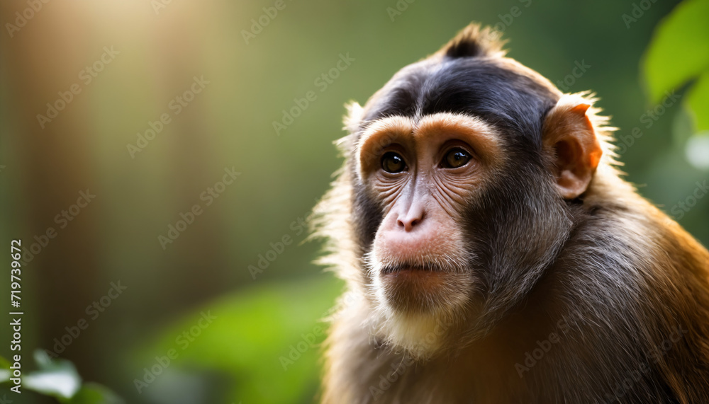 Cute Monkey Portrait in Jungle Cute Monkey Portrait in Jungle