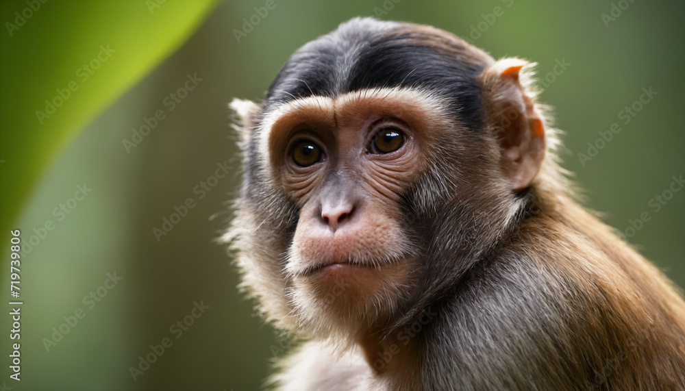Cute Monkey Portrait in Jungle Cute Monkey Portrait in Jungle