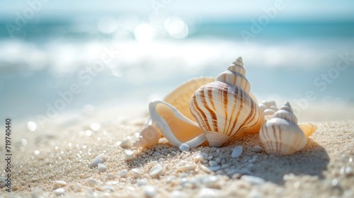 Shell decoration on sand and sea landscape © buraratn