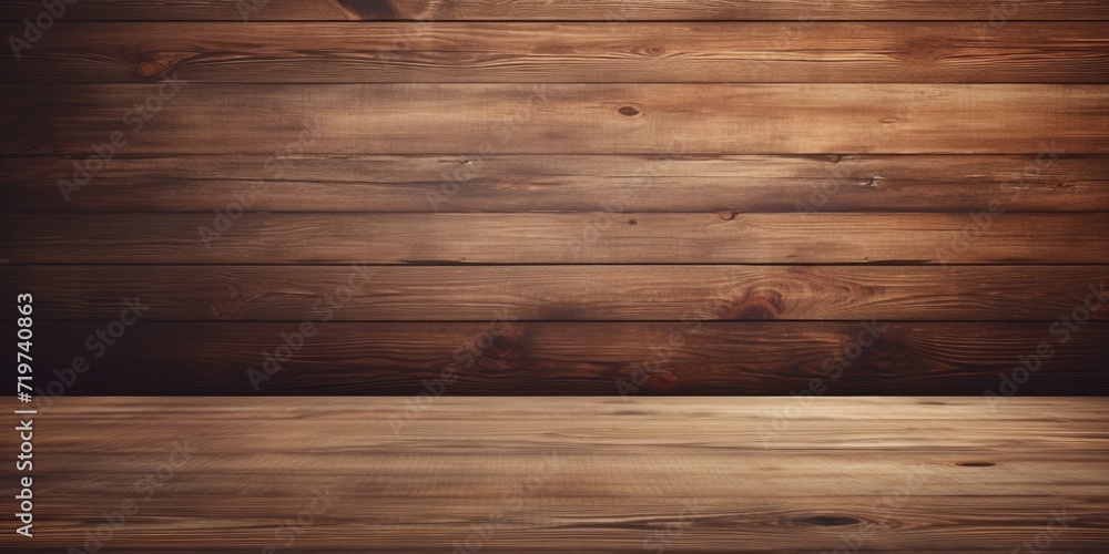 Fototapeta premium Wooden floor texture for displaying products, ideal for design templates.