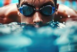 Close up shot of athlete swimming