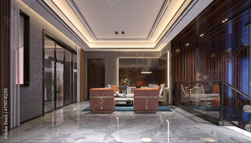 3d render luxury home interior, living room © murattellioglu