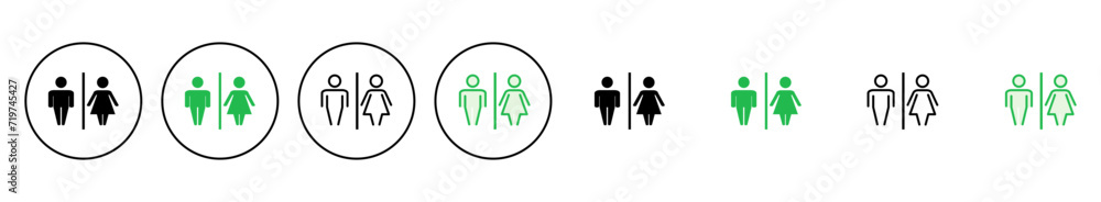 Toilet icon set. restrooms icon vector. bathroom sign. wc, lavatory