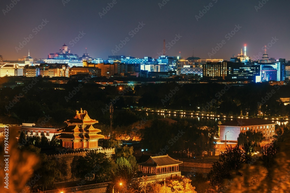 Beijing urban city view at night