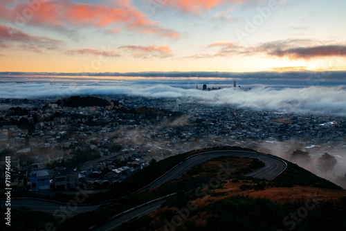 San Francisco fog sunrise