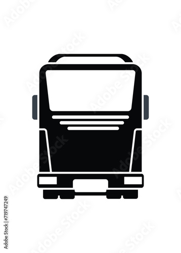 Passenger bus rear view. Simple illustration in black and white.