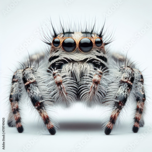 Platycryptus undatus jumping spider, jumping spider, small spider, araña saltarina, прыгающий паук, high quality portrait, isolated white background.