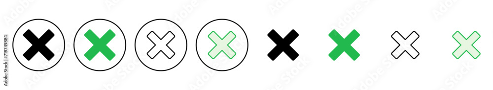 Fototapeta premium Close icon set. Delete icon vector. cross sign