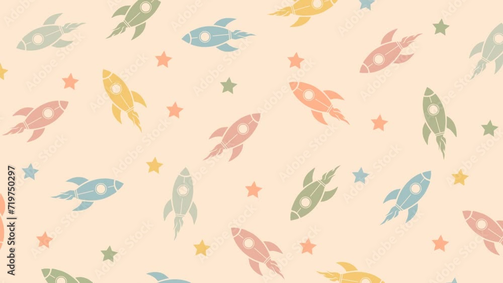 Colorful rocket ship and stars background Animation Colorful rocket ship and stars background Animation