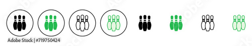 Bowling icon set. bowling ball and pin icon. bowling pins
