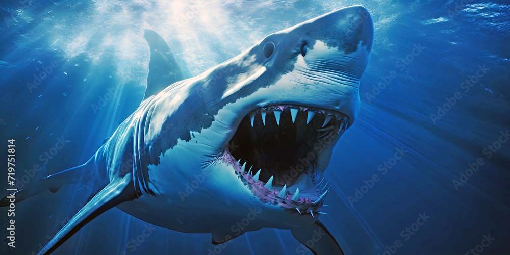 shark showing off its teeth, ai generated. shark showing off its teeth, ai generated.