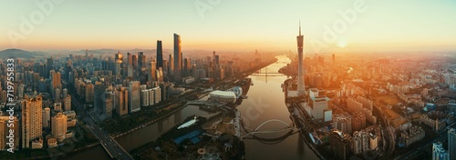 Guanghzou city skyline sunset #719755833