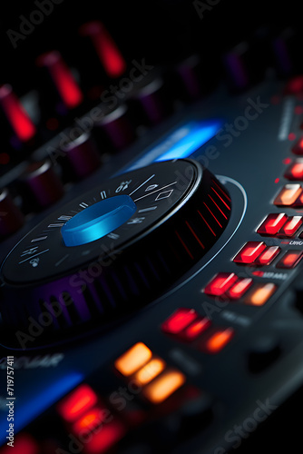 Sleek Control Console featuring a Color-Coded EQ Button Symbolizing Audio Technology
