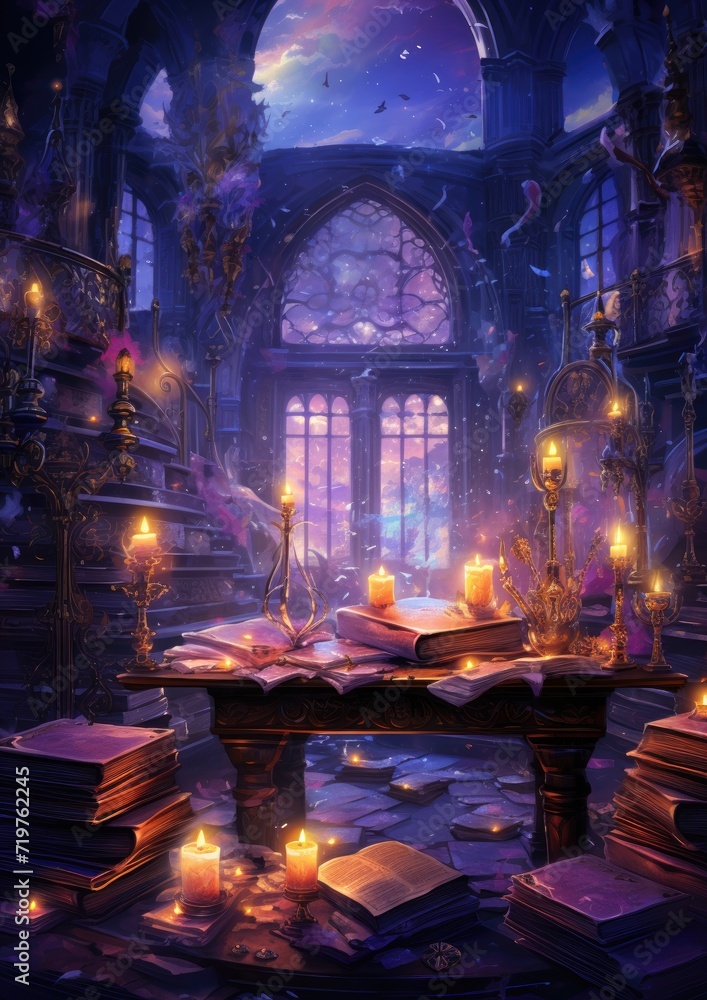 books night candles dreamy fantasy mystery tarot illustration art tattoo poster card night books night candles dreamy fantasy mystery tarot illustration art tattoo poster card night