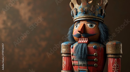 wooden nutcracker with a crown. 3d rendering