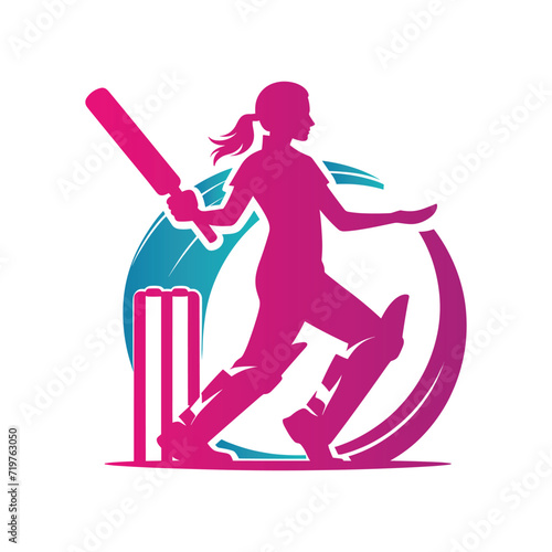 Cricket Player Logo Playing Short Concept