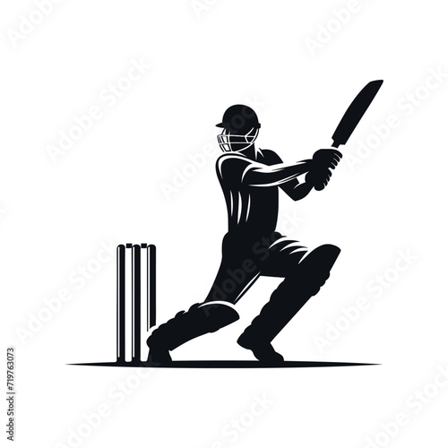 Cricket Player Logo Playing Short Concept