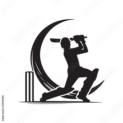 Cricket Player Logo Playing Short Concept