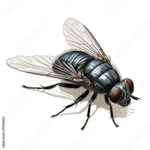 fly isolated on white illustration in hand drawn insect vector style