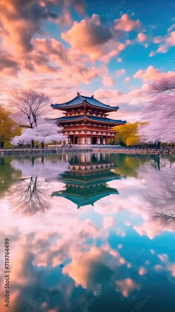 japan zen temple todai landscape panorama view photography Sakura flowers pagoda peace silence
