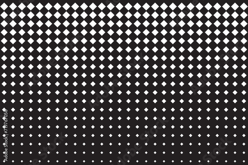 Pop art background vector. Design rhombus halftone effect gradient white on black background. Design print for illustration, textile, baner, cloth, cover, card, background, wallpaper. Set 1