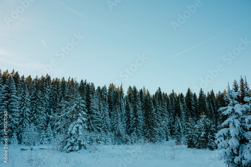 sunny mountains in winter in Europe 