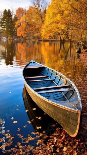 boat lake autumn tranquility grace landscape zen harmony rest calmness unity harmony photography © Wiktoria