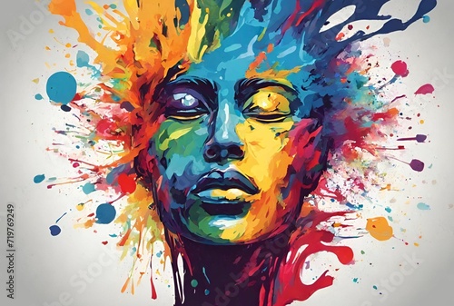 Watercolor Human Emotions Colorful Concept Art