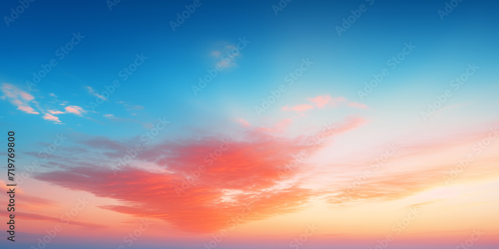 Abstract gradient sunrise in the sky with cloud and blue mix orange natural background.