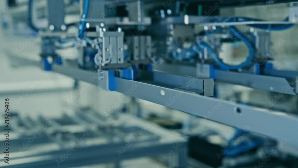 Production of solar panels. Automated equipment at work inside the modern industrial plant. Close up, 4k . 3 Production of solar panels. Automated equipment at work inside the modern industrial plant. Close up, 4k . 3
