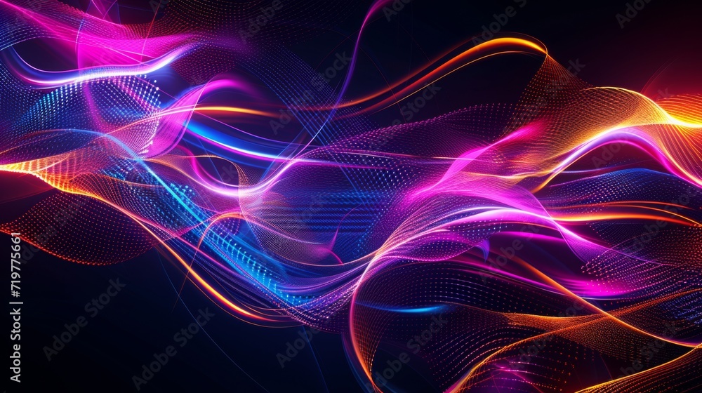Colorful and Vibrant Abstract Neon Light Waves Background or Wallpaper