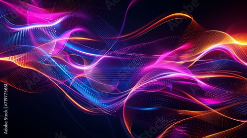 Colorful and Vibrant Abstract Neon Light Waves Background or Wallpaper © Karl