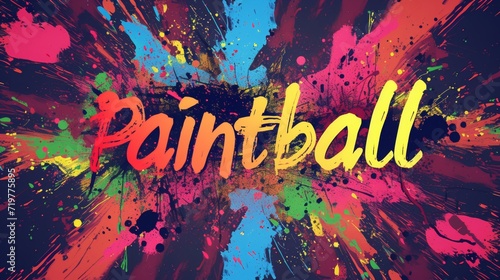 Paint Splattered Background with the Word Paintball Written in Splattered Paint