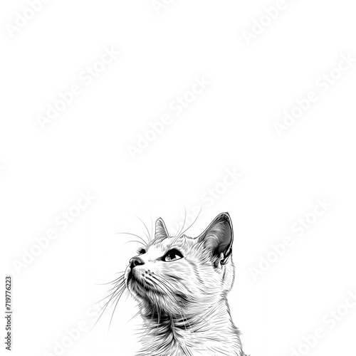 Line drawing of cat looking away, minimalist, AI-generative © Andy Sarmiento