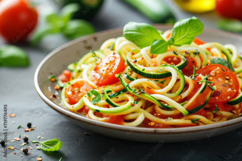 Zucchini noodles as a low-carb alternative to traditional pasta, served