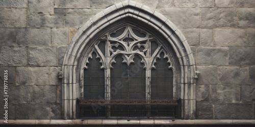 Authentic medieval architectural detail: Gothic window/arch, textured background, forged element.
