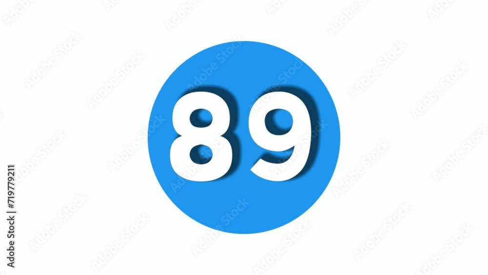 Number 89 sign symbol animation motion graphics icon on blue circle white background,cartoon video number for video elements Number 89 sign symbol animation motion graphics icon on blue circle white background,cartoon video number for video elements