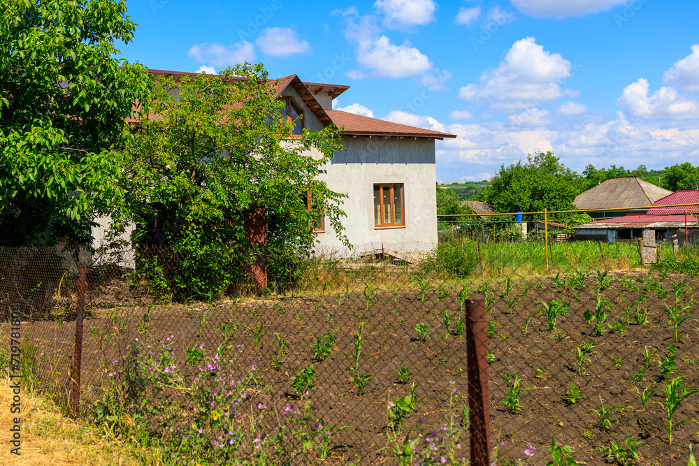 Moldavian village. Background with selective focus and copy space