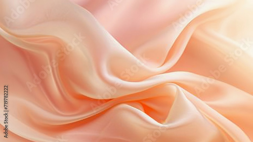 Soft silk fabric wavy texture. Peach color background