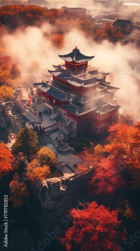 china aerial tower antique pagoda peaceful landscape freedom scene beautiful wallpaper photo