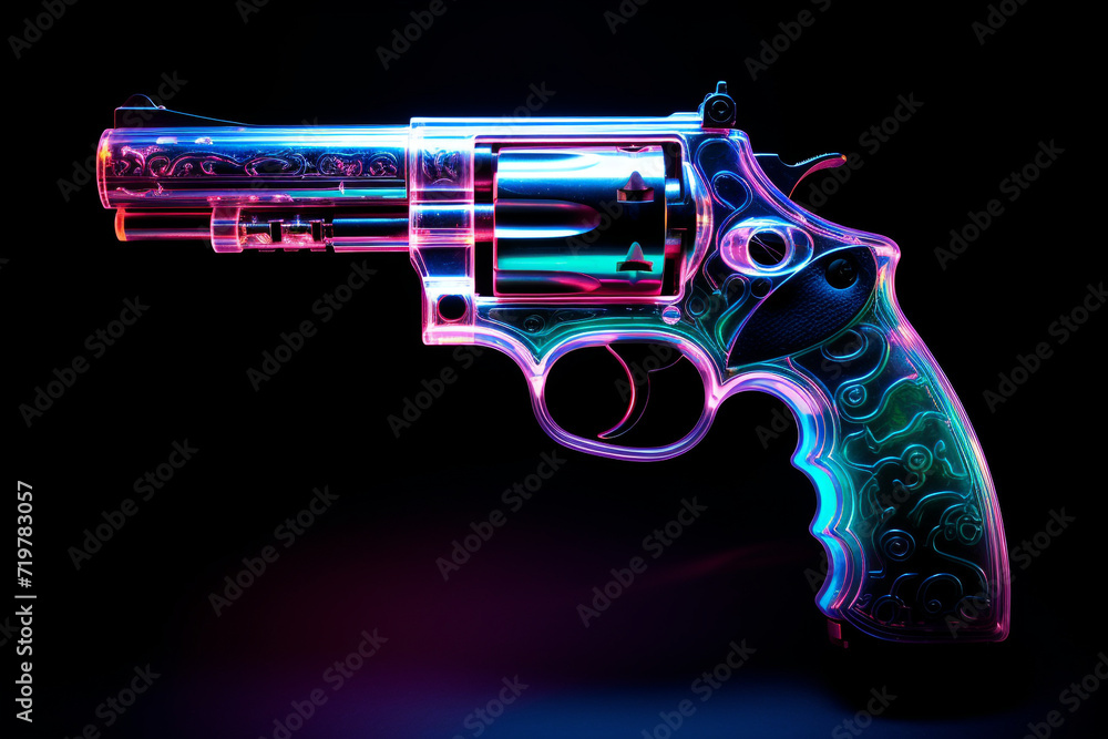gun, neon, dark background gun, neon, dark background