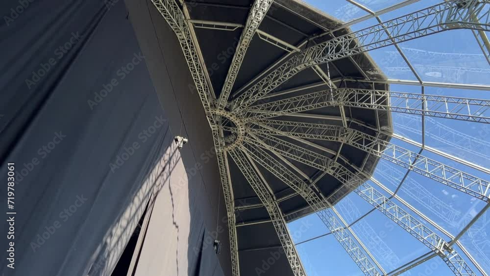 Transparent dome tent with long hanging black curtains Transparent dome tent with long hanging black curtains