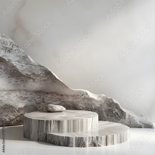 Stone podium for display product background for cosmetic, Product branding, identity and packaging inspiration